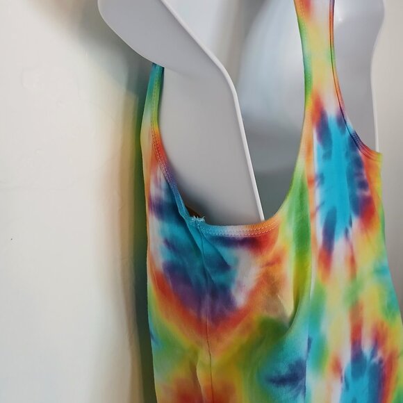 Rainbow Tie Dye Racerback Tank Top With Pretty Colorburst Pattern Women's Small - Picture 13 of 14